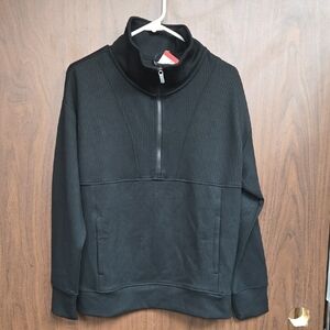 Gaiam Size M Black Rib Knit 1/2 Zip Pullover Sweater